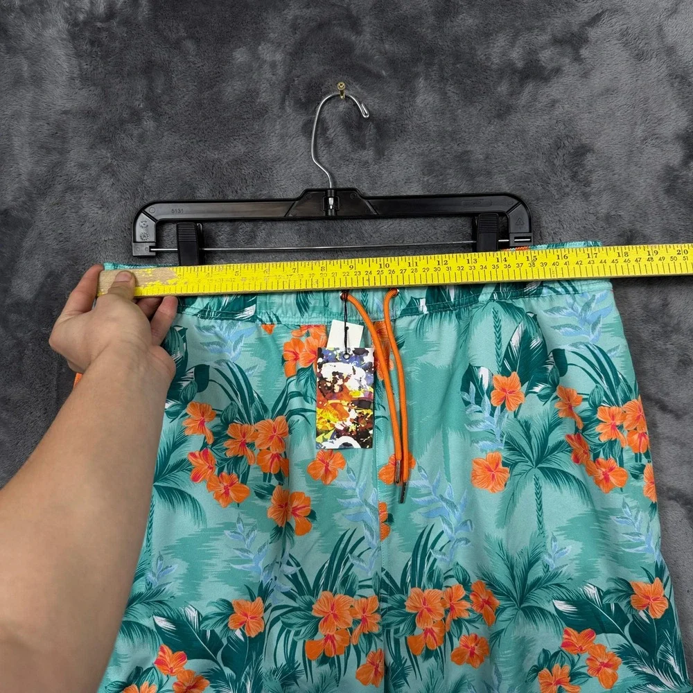 Robert Graham Swim Trunks Men XL Green New Tropical Forest Floral Hibiscus Print